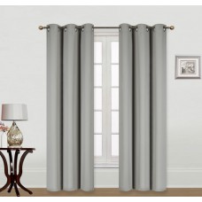 (K68) SILVER 2-Piece Indoor and Outdoor Thermal Sun Blocking Grommet Window Curtain Set, Two (2) Panels 35" x 84" Each   